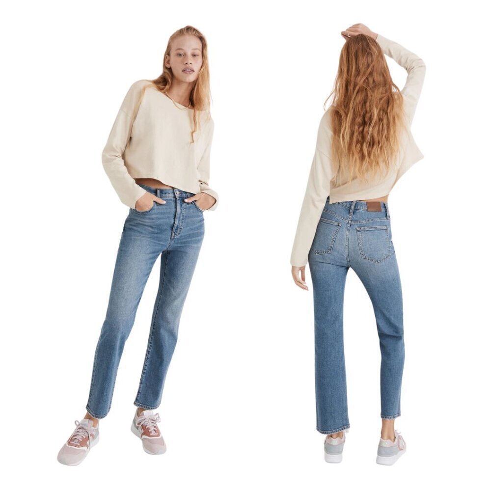 Madewell Slim Demi-Boot Jeans Enright Wash 27 Blue Jean Straight Leg High Rise
